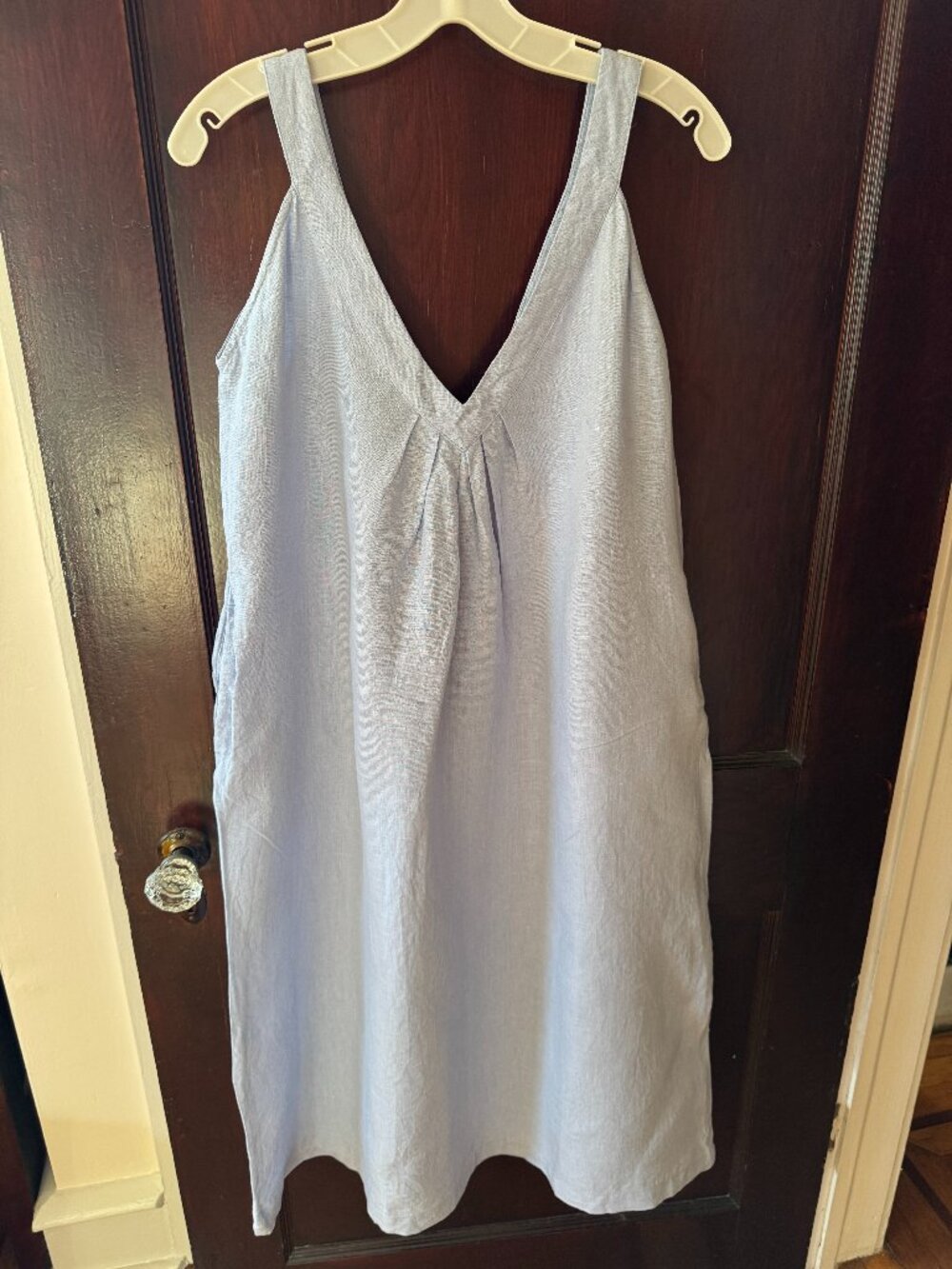 Sky blue linen cocoon dress 12